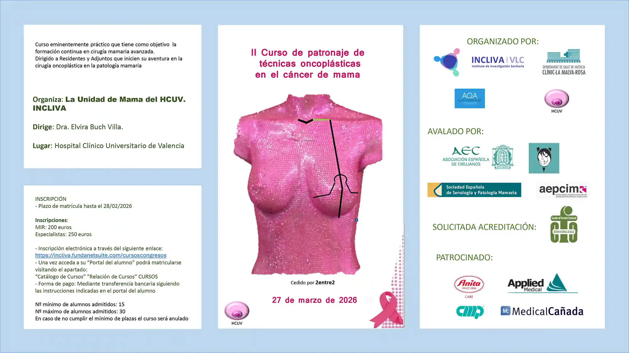 II Curso de patronaje de técnicas oncoplásticas en el cáncer de mama